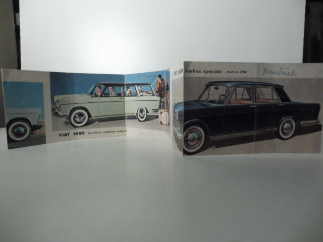Brochure pubblicitaria Fiat 1100, Fiat 1200, Fiat 600, Fiat 1800, Fiat 500